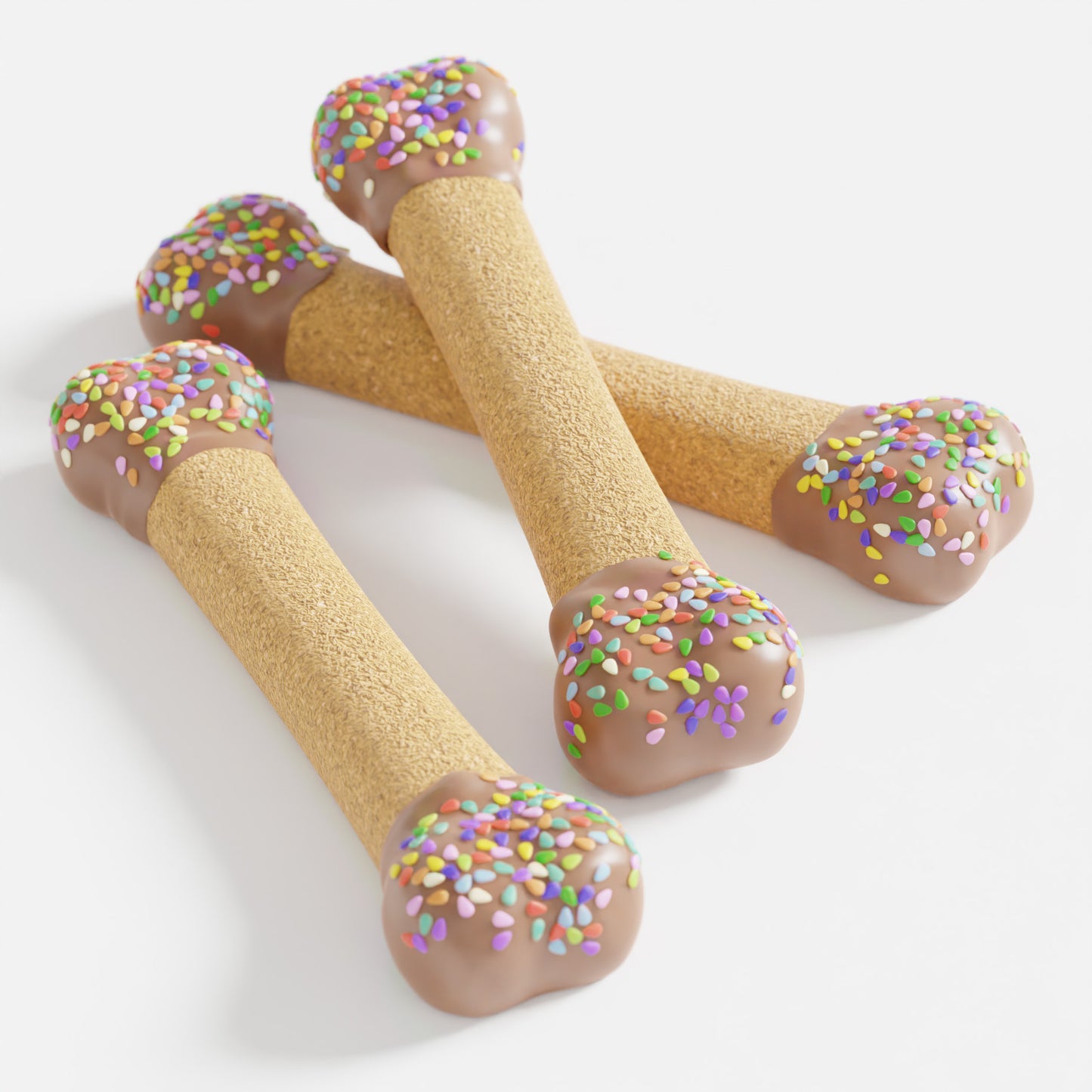 Perfect Bones dog biscuits with carob dipped ends and sprinkles