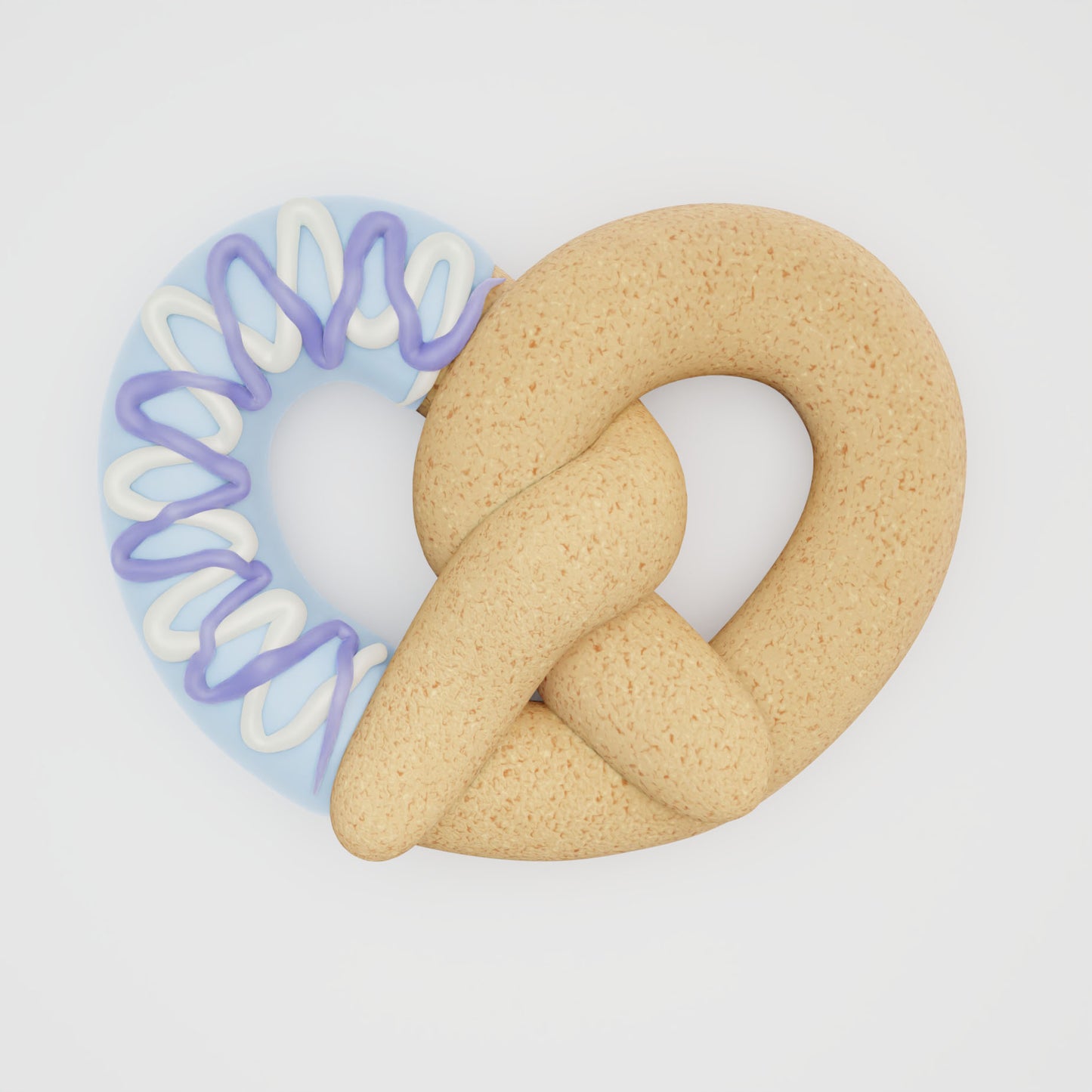 Deluxe pretzel dog cookie decorated in birthday blue colors