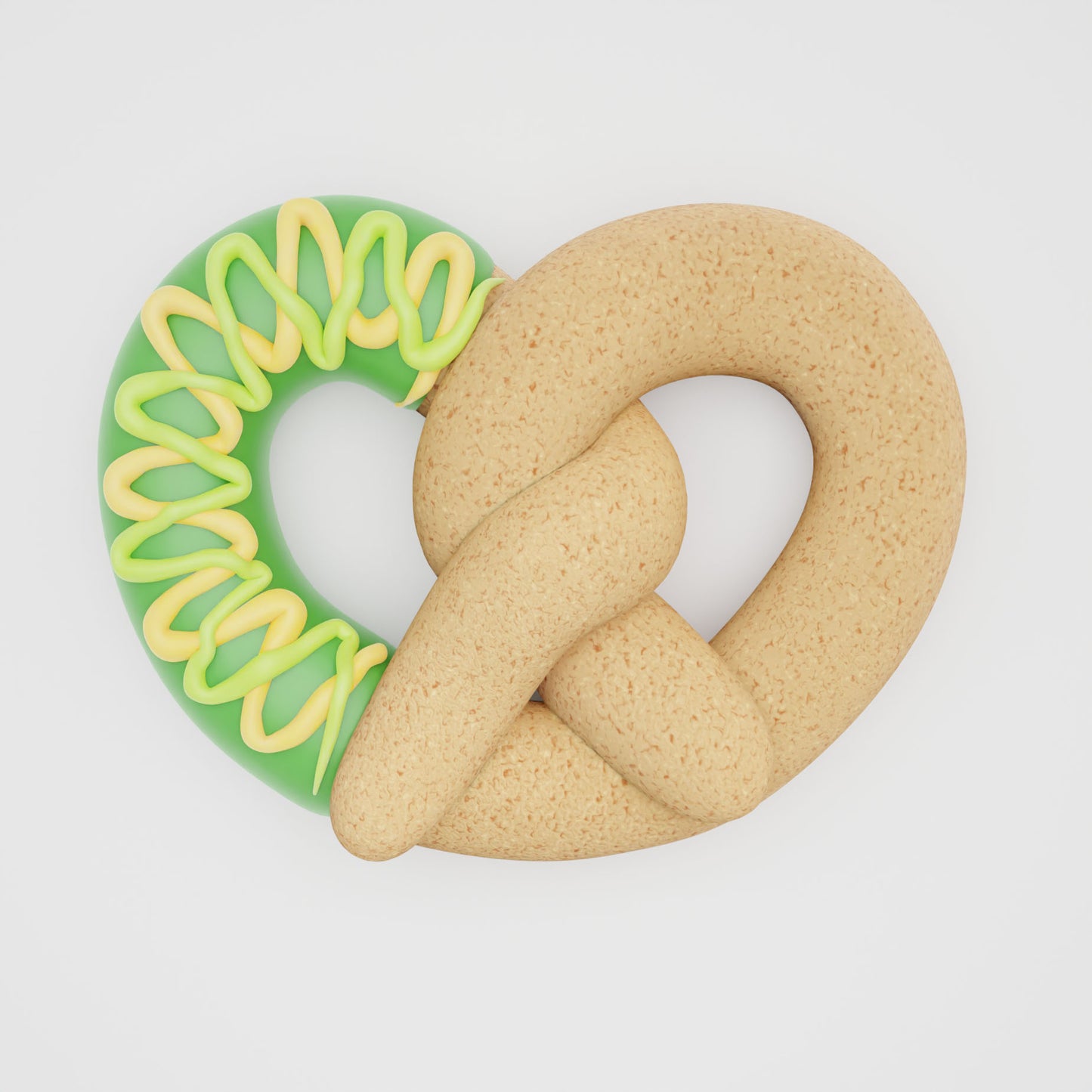Deluxe pretzel dog cookie decorated in spring green colors