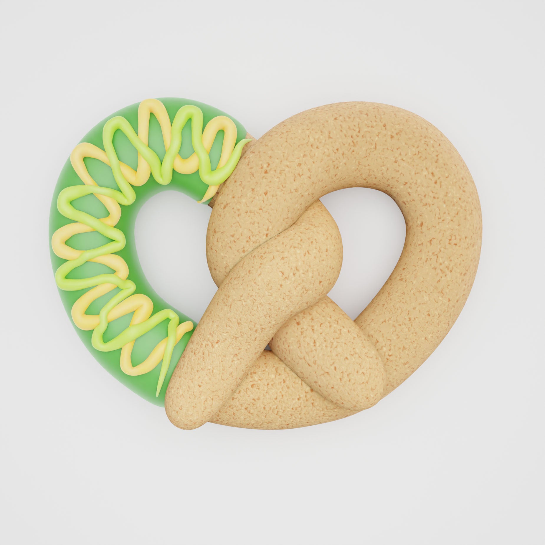 Deluxe pretzel dog cookie decorated in spring green colors