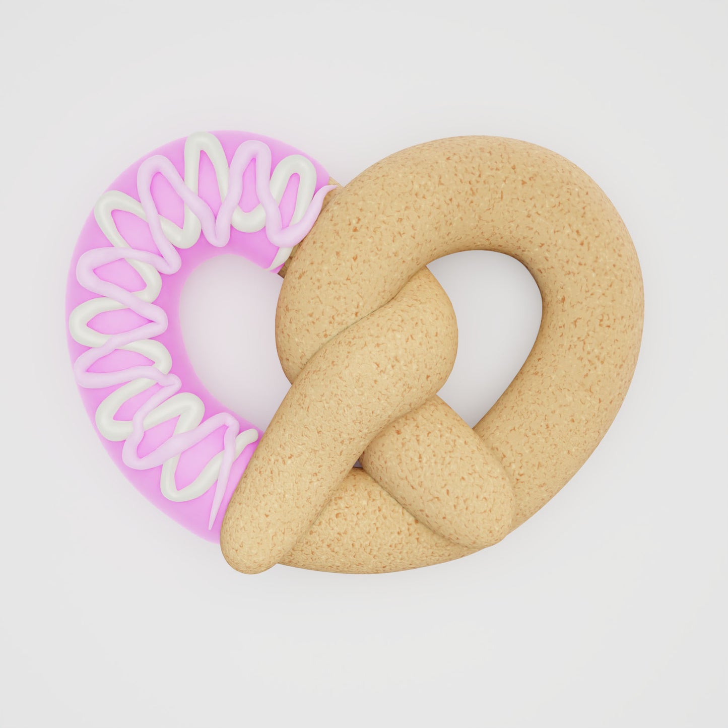 Deluxe pretzel dog cookie decorated in birthday pink colors