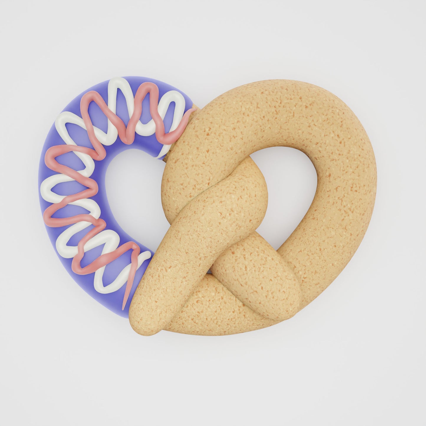 Deluxe pretzel dog cookie decorated in Fourth of July colors