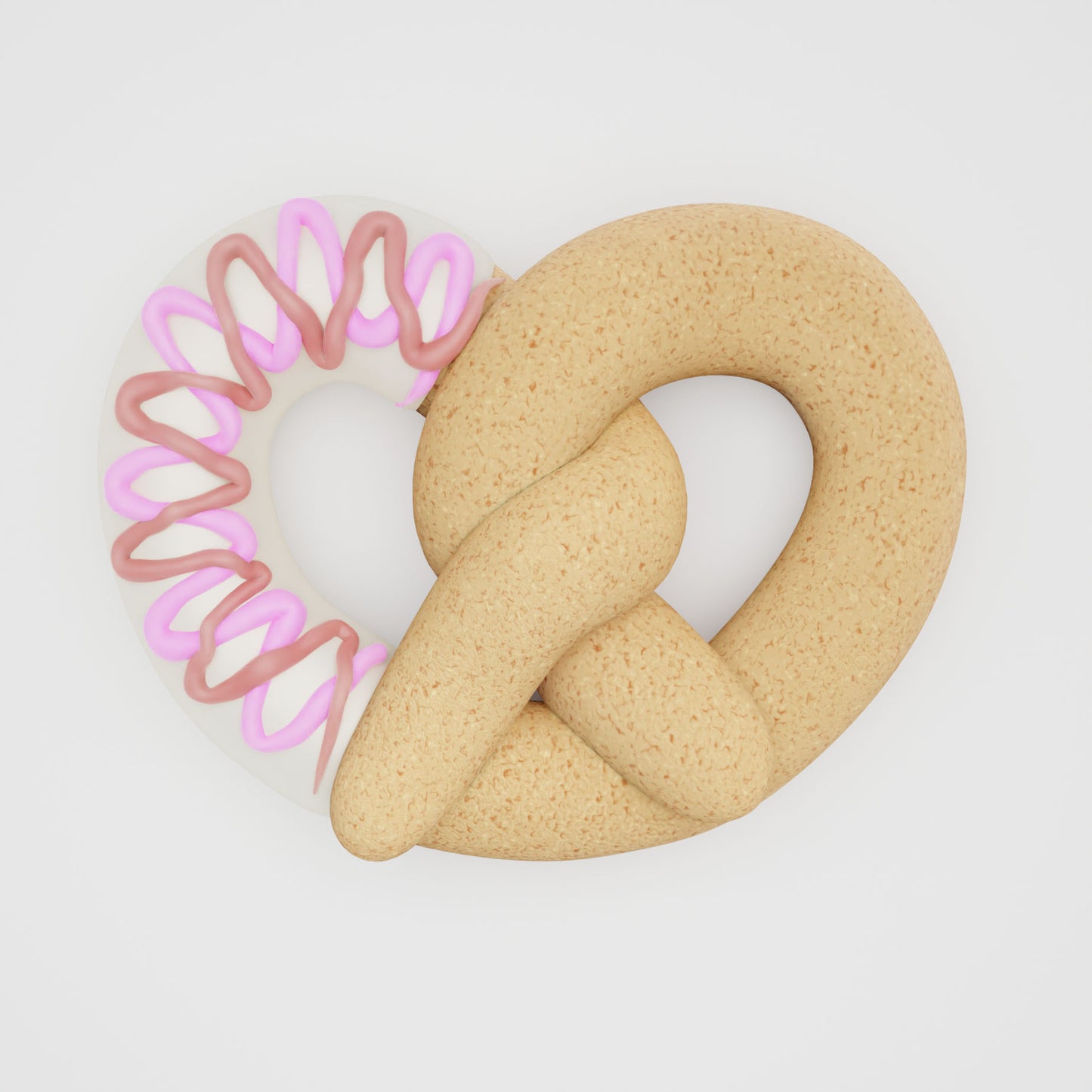 Deluxe pretzel dog cookie decorated in Valentine’s colors