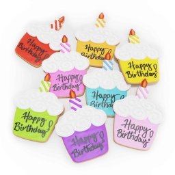 Happy Birthday Dog Cookie - Cupcake Shaped
